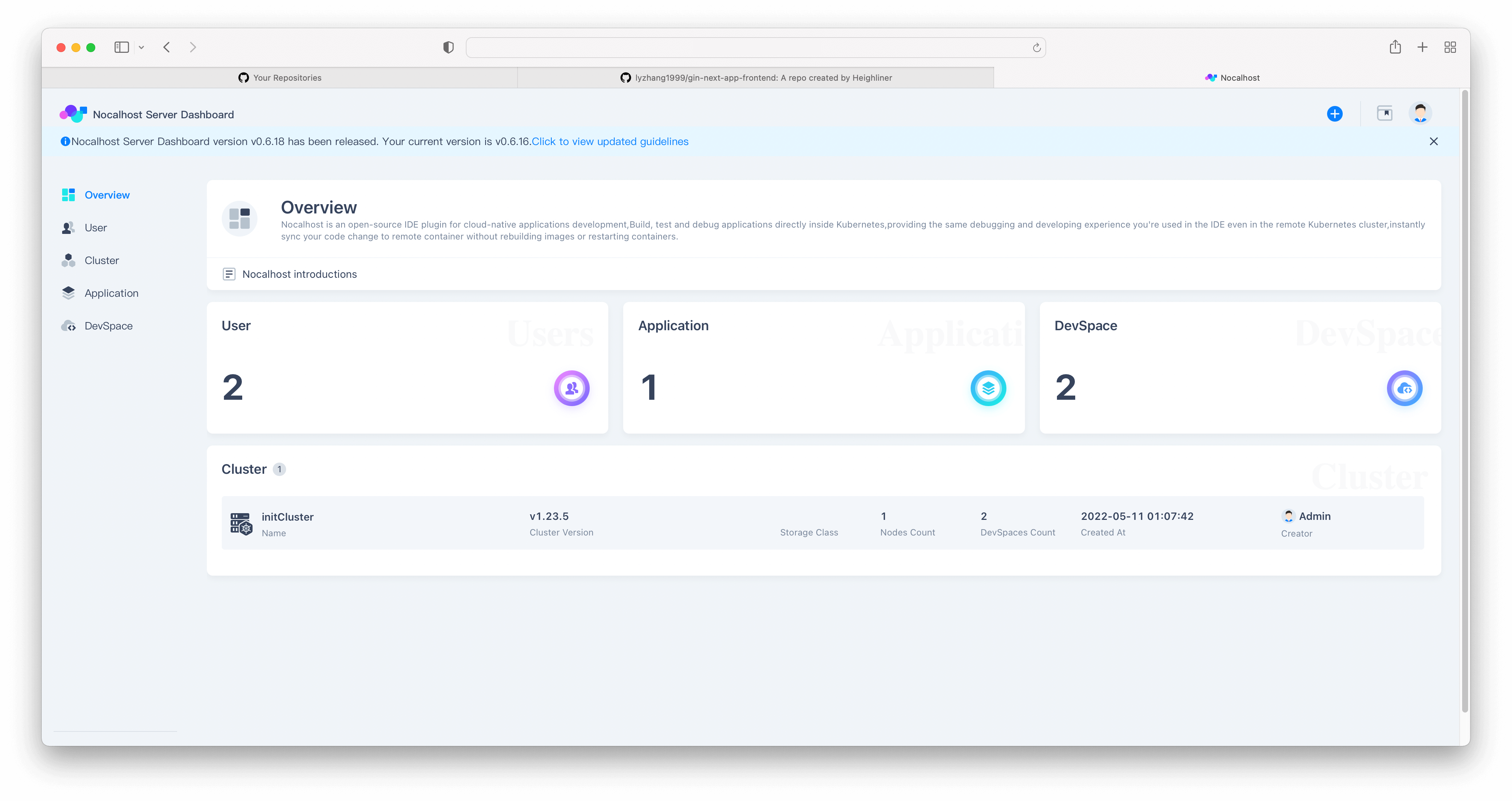 nocalhost-dashboard